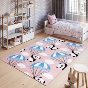 Dětský koberec PINKY Panda Balón růžový - 80x150 cm