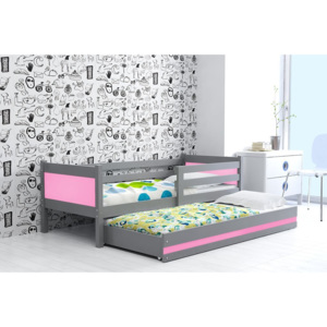 B2b1 BMS-group Dětská postel s přistýlkou RINO 2 80x190 cm, grafitová/růžová