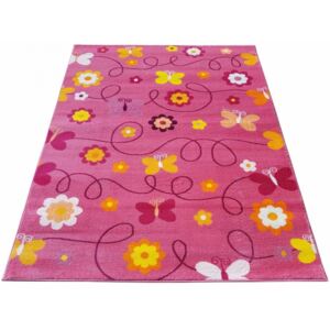 Kusový koberec dětský JE0330- Motýlci - růžová - 160x220 cm