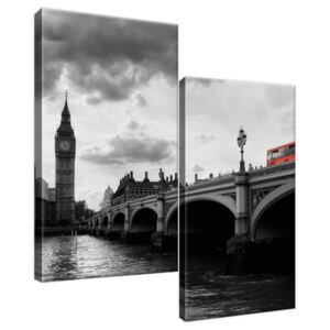 Obraz na plátně Londýnským autobusem k věži Big Ben 60x60cm 1014A_2A
