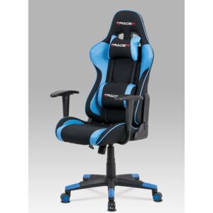Autronic - Kancelářská židle, modrá ekokůže + černá látka, houpací mech., plastový kříž - KA-V608 BLUE