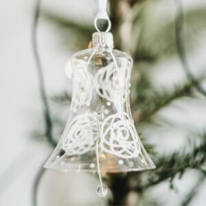 Skleněná vánoční ozdoba Rose Clear - zvoneček