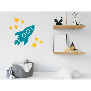 Raketa a hvězdy - samolepky na zeď