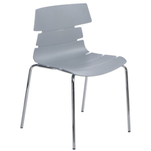 Jídelní plastová židle v šedé barvě na kovové podnoži DO049