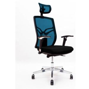 Kancelářská židle X8 s opěrkou hlavy a područkami, modrá