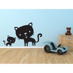 Kočka a koťátko - samolepky na zeď Barevná varianta: žlutá