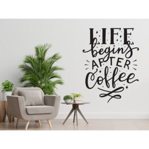 LIFE BEGINS AFTER COFFEE - samolepky na zeď Barevná varianta: žlutá