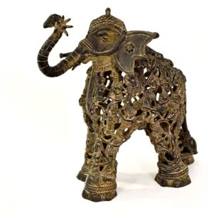 Socha slona "Tribal Art", kov, 24x15x28cm