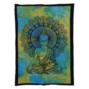 Přehoz na postel, Buddha, tyrkysovo zelený, 200x140cm