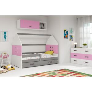 BMS Group Dětská postel Domi 1 - 160x80 Grafit/růžová