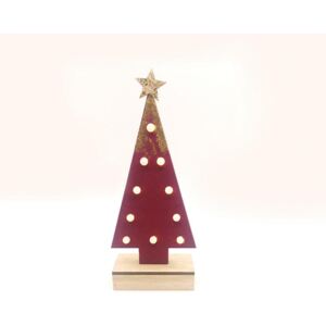 Vánoční LED stromek s filcem - červený