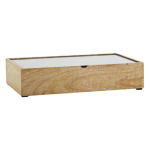 Dřevěný box se skleněným víkem Natural/Clear