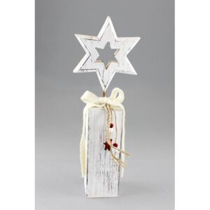 GOLDBACH Vánoční dekorační sloup s hvězdou bílý, 38x14 cm