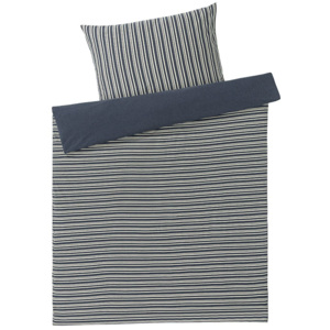 MERADISO® Žerzejové ložní prádlo, 140 x 200 cm (pruhy/modrá/šedá)
