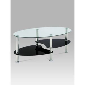 Autronic - Konferenční stolek, čiré sklo / černé sklo / leštěný nerez - GCT-302 GBK1