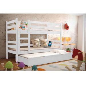 Patrová postel palanda pro 3 děti EMANO bílá PRN00028