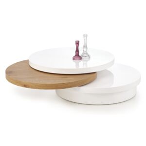 MICHELLE stolek bílý / zlatý dub, x x 27 cm,, bílá, dub