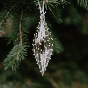 Skleněná vánoční ozdoba Pearls Clear - raketa