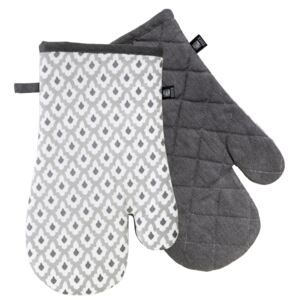 Kuchyňské bavlněné rukavice 2 chňapky TIMEX béžová/šedá, 100% bavlna 19x30 cm Essex