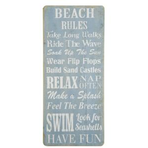 Dřevěná cedule Beach Rules