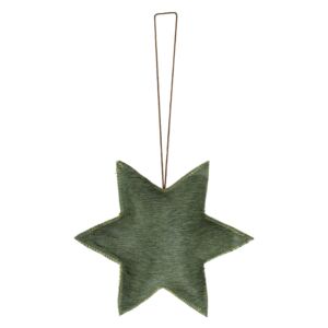 Malá závěsná dekorace zelená hvězda z hovězí kůže - 7*7*0,8cm