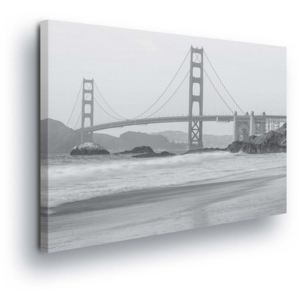 GLIX Obraz na plátně - Černobílý Golden Gate 80x60 cm