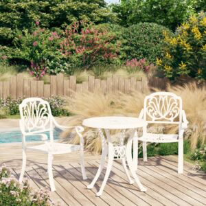 3dílný bistro set litý hliník bílý