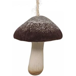 Velurová vánoční ozdoba Mushroom Mocca 7 cm