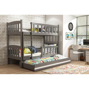 Dětská patrová postel s přistýlkou v grafit barvě F1394