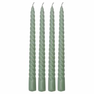 Vysoká svíčka Light Twisted Pale Green - set 4 ks