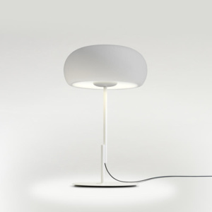 Marset Vetra S, stolní lampa z matně bílého skla, bílá noha, 11W LED 2700K stmívatelné, výška 54cm