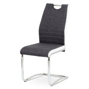 DCL-444 GREY2 - Jídelní židle šedá látka + bílá koženka / chrom