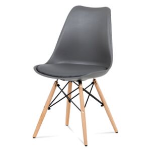 Autronic CT-741 GREY - Jídelní židle šedý plast / šedá koženka / natural