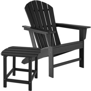 Tectake 404171 zahradní židle janis s odkládacím stolkem - černá