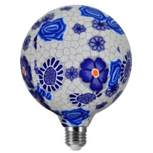 LED dekorativní žárovka JAZZ, E27, G125, 4W, 3000K, teplá bílá, modrá