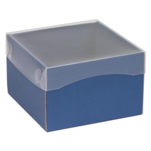 Dárková krabička s průhledným víkem 150x150x100/40 mm, modrá