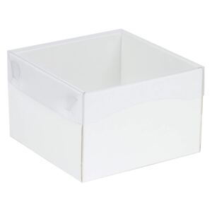 Dárková krabička s průhledným víkem 150x150x100/40 mm, bílá