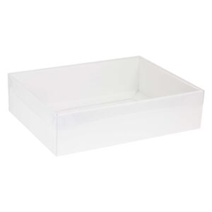 Dárková krabice s průhledným víkem 400x300x100/40 mm, bílá