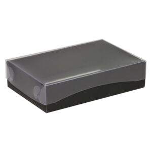 Dárková krabička s průhledným víkem 200x125x50/40 mm, černá