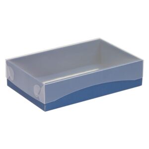 Dárková krabička s průhledným víkem 200x125x50/40 mm, modrá