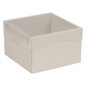 Dárková krabička s průhledným víkem 150x150x100/40 mm, šedá