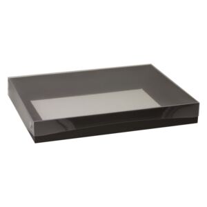 Dárková krabice s průhledným víkem 400x300x50/40 mm, černá