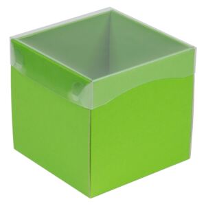 Dárková krabička s průhledným víkem 150x150x150/40 mm, zelená