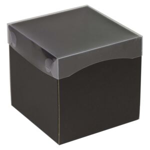 Dárková krabička s průhledným víkem 150x150x150/40 mm, černá