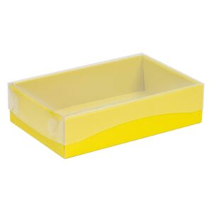 Dárková krabička s průhledným víkem 200x125x50/40 mm, žlutá