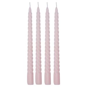 Vysoká svíčka Light Twisted Pale Pink - set 4 ks