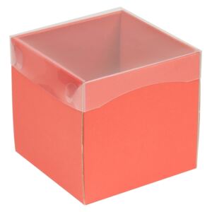 Dárková krabička s průhledným víkem 150x150x150/40 mm, korálová