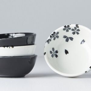 MADE IN JAPAN Set 4 misek Black & White Sakura Design, Vemzu
