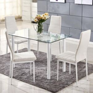 Jídelní set 4x židle + stůl Catini AMALIA - bílá