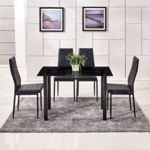 Jídelní set 4x židle + stůl Catini AMALIA - černá